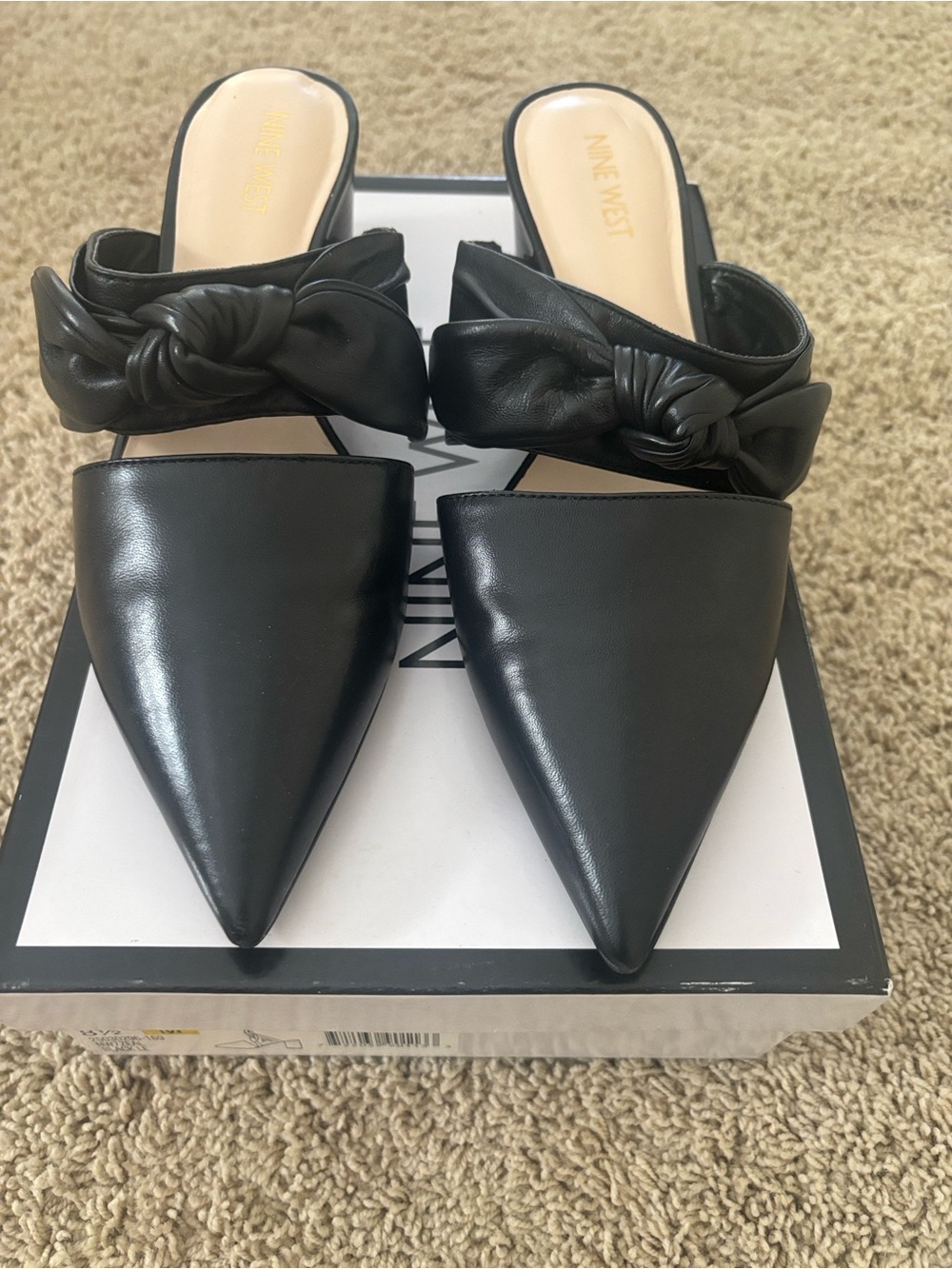 Nine West Black Pointed Knot Mules - Picture 2 of 7